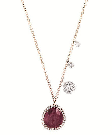 Oval Disc Encrusted with Diamonds Necklace
