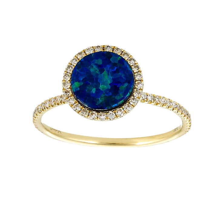 Yellow Gold Australian Opal and Diamond Ring